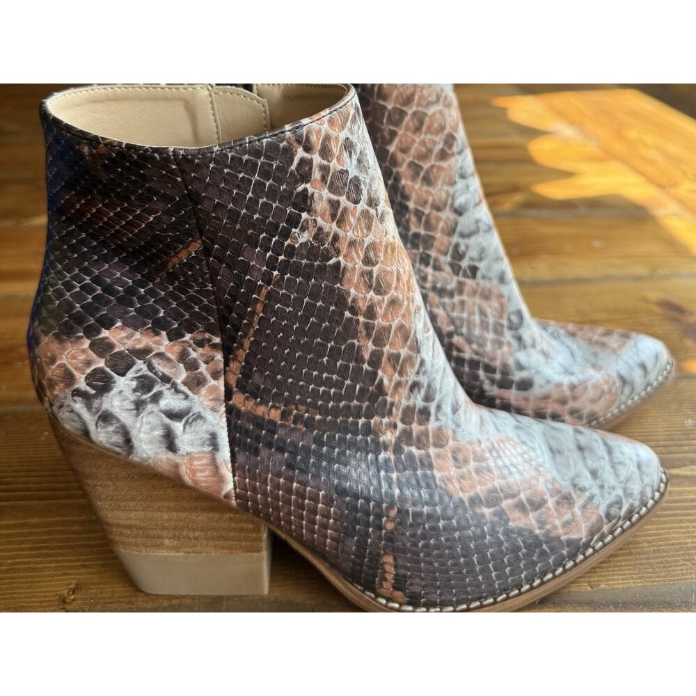 Arider Girl Womens Faux Snakeskin Pointed Toe Ankle Boots Western Style Size 8.5